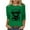 Green, variant on QUNYINEY Red Women Shirts 3/4 Sleeve Cow Print Crew Neck Casual Tops Drop Shoulder Loose Pullover T-Shirts Women's Tops