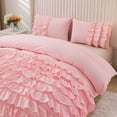thumbnail image 2 of NTBED Ruffled Twin Comforter Set Casual Textured Chic Princess Bedding Set Pink, 2 of 5