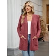 thumbnail image 3 of Chiclily Women's Lightweight Cardigan Sweaters Open Front Long Sleeve Casual Brushed Knit Long Cardigans with Pockets, Red Size L, 3 of 8