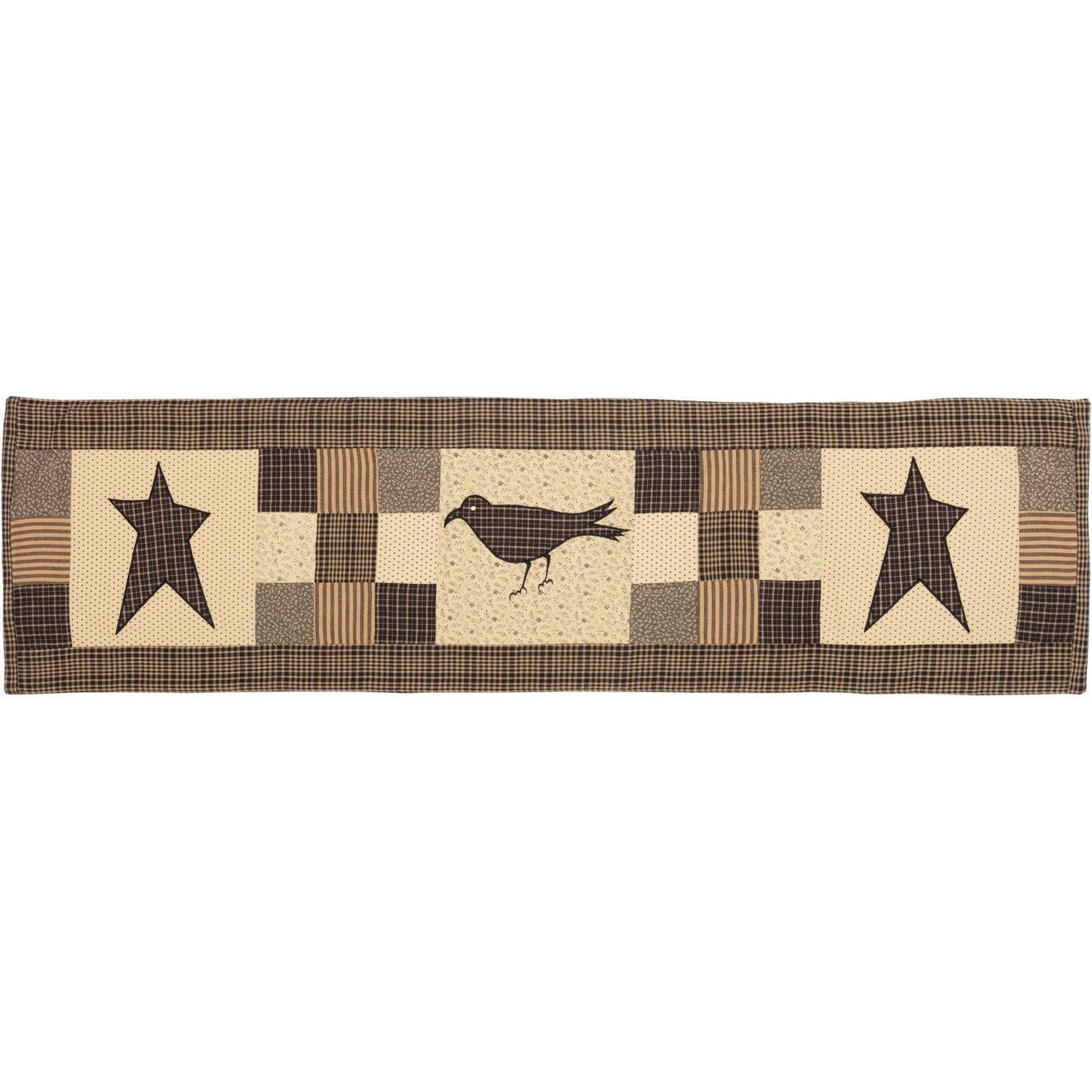 Primitive Table Runner Kettle Grove Crow Star Patchwork Dining Decor TCC Brands