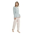 thumbnail image 3 of GLOBAL Women's Pajama Set Long Sleeve Coral Fleece Top & Cotton Flannel Elastic Waist Pants S-XXL, 3 of 6