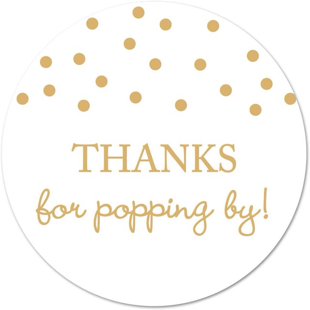 40 Thanks for Popping by! Popcorn Favor Stickers (Gold on White)