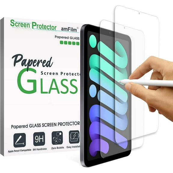 amFilm 2-Pack PAPERed Glass Screen Protector compatible with iPad Mini 6(2021)