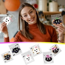 100 Pcs Halloween Sweet Bags, Self Adhesive Cellophane Cookies Bag, Novelty Clear Packaging Plastic Pouches for Kids Small Candy Snack Sweets Treats Wrap Goody Gift Trick Party Favors