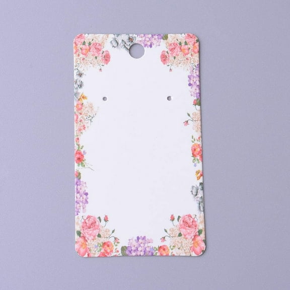 100 Pcs Paper Jewelry Display Cards - Brown Rectangle Cardboard Earring Hanging Card Holders With Flower Pattern for Ear Studs and Jewelry Display