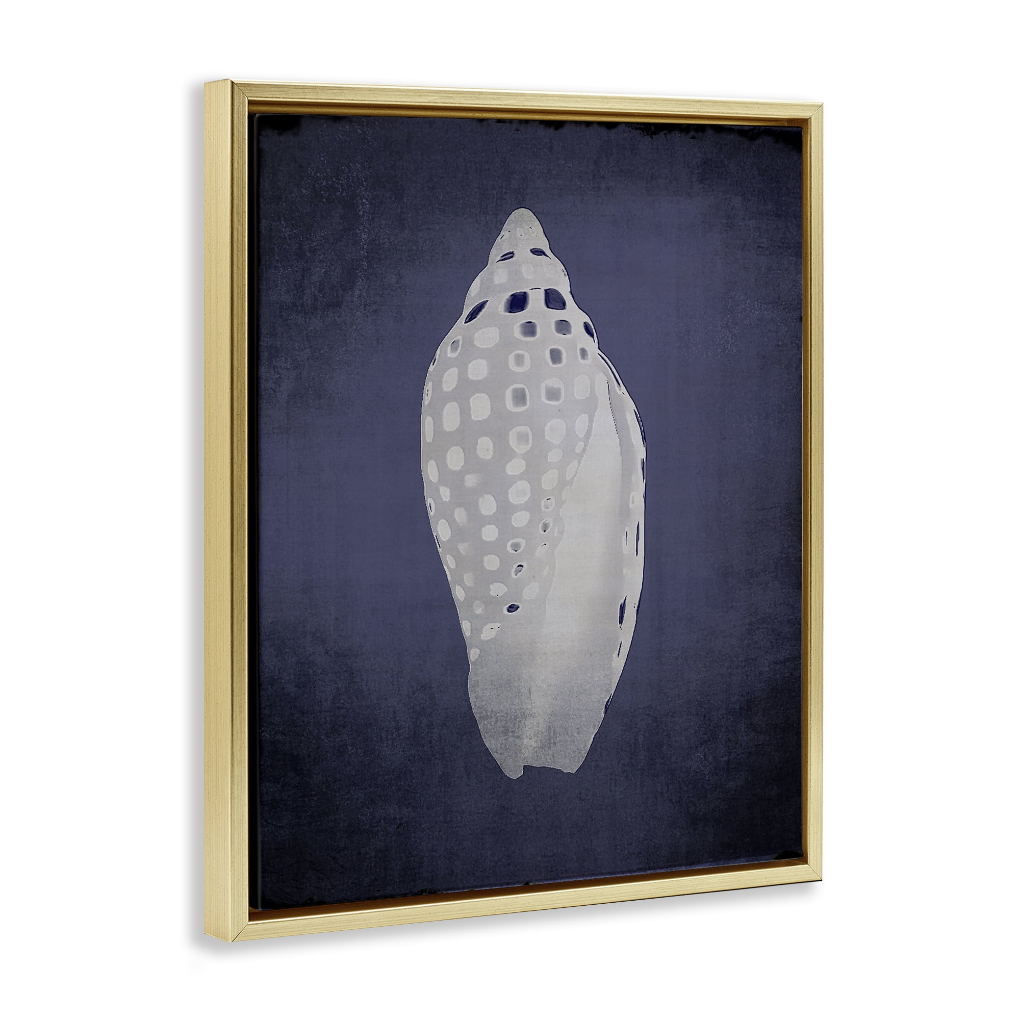 Stupell Industries Junonia on Indigo Nautical & Beach Painting Gold Floater Framed Canvas Art Print Wall Art, 25 x 31