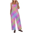 thumbnail image 2 of SELONE Wide Leg Jumpsuits for Women With Pockets Plus Size Adjustable Baggy Wide Leg Backless Trendy Sleeveless Summer Printed Long Sleeve Ladies Loose Long Rompers Jumpsuit Hot Pink S, 2 of 8
