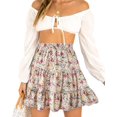 thumbnail image 1 of Jupe Mignonne Taille Haute à Volants Imprimé Floral pour Femmes Été Plage m., 1 of 8