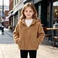 thumbnail image 3 of Atogsazn Kids Girls Fleece Full Zip Jacket Children Sherpa Long Sleeve Hooded Coat Winter Warm Tops Brown 6-7 Years Fashion, 3 of 8