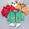 thumbnail image 3 of URMAGIC 0-4T Baby Boys Cartoon Train Jacket Toddler Kids Cotton Candy Color Hoodie Coat Zipper Thin Outwear, Red, 3 of 4