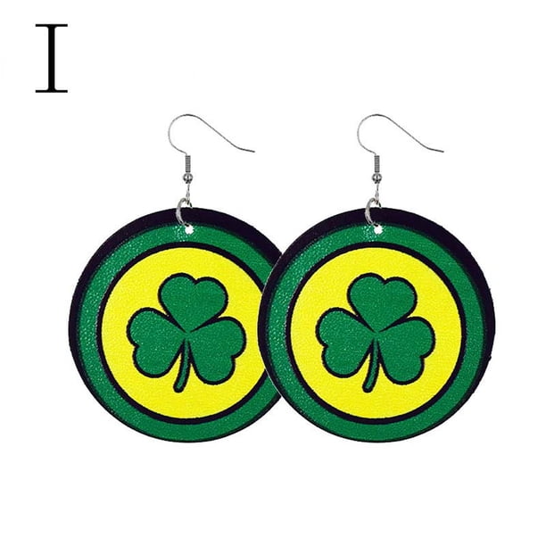 Pendientes para mujer, regalos para mujer, pendientes de San Patricio, pendientes de sombrero verde geométrico irlandés, joyería para mujer, pendientes de moda.