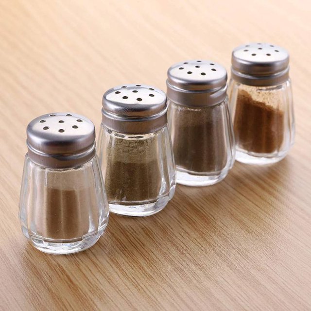 Set 4 Saleros Y Pimenteros De Vidrio Modernos Tapa Cromada Zefei Wu 1327533223218