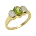 thumbnail image 1 of LBG British Made 14k Yellow Gold Natural Peridot & Opal Womens Anniversary Ring - 33 size options - Size 7.75, 1 of 6