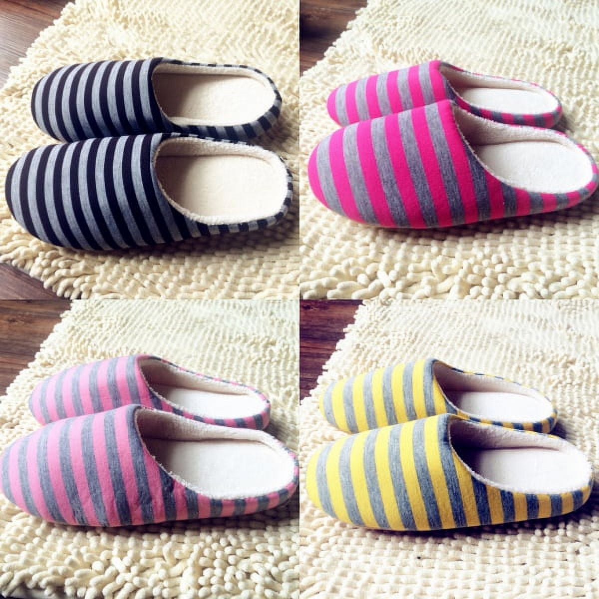 Winter Warm Home Slippers Stripe Anti-Slip Soft Sole Slippers Shoes House Indoor Floor Bedroom Slippers Shoes For Men/Women