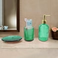 thumbnail image 4 of Unique Bargains 1 Set Reusable Vertical Stripes Bathroom Accessories Kit Green Glass, 4 of 4