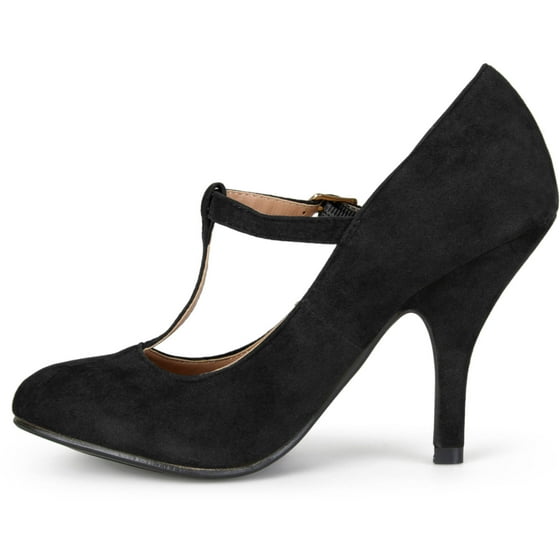 t strap round toe pumps