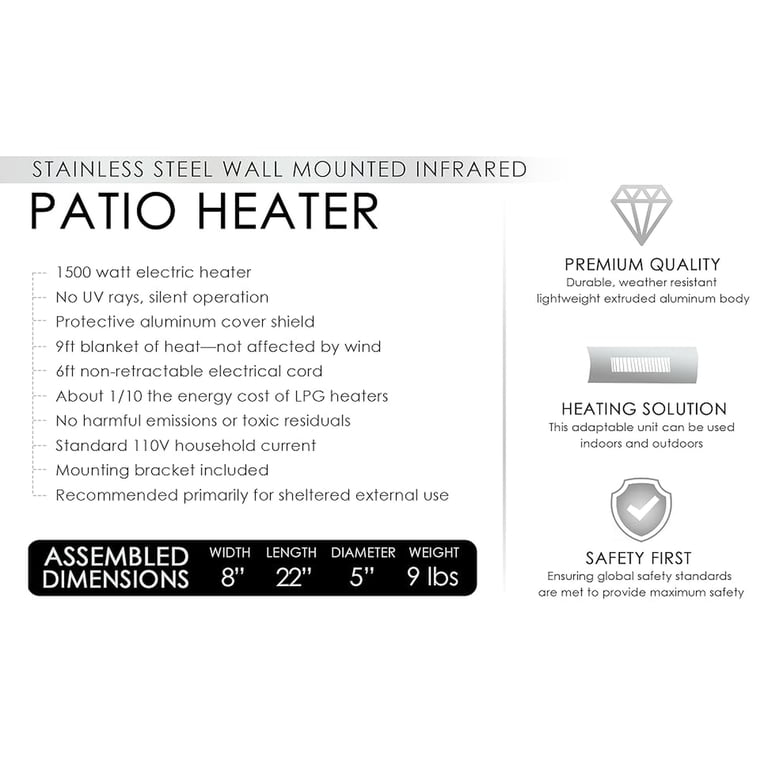 Fire Sense 1500W Wall Mounted Infrared Patio Heater photo 8