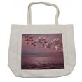 thumbnail image 1 of Japanese Shopping Bag, Floral Branch of Cherry Blossom on Abstract Pinkish Sea and Dramatic Sky, Eco-Friendly Reusable Bag for Groceries Beach and More, 15.5" X 14.5", Cream, by Ambesonne, 1 of 2