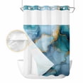 thumbnail image 2 of Marble Teal Yellow No Hook Shower Curtain Waterproof, Bathroom Curtains with Snap in Liners and See Through Top Window, Abstract Art Ink Painting Hotel Style Bathtub Curtains Shower 72"Wx96"L, 2 of 8