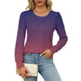 thumbnail image 6 of Cavosen Long Sleeve Workout Tops for Women Pullover Tunic Tees Round Neck Comfort Gradient Tops Dressy Flowy Loose Fit Shirts Ruched Pleated Blouse Novelty Lightweight Fall Purple L, 6 of 8