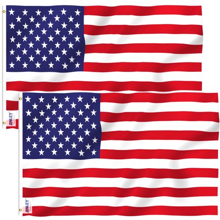 Anley Fly Breeze American US Flag 4x6 Foot Polyester - Vivid Color and UV Fade Resistant - Canvas Header and Brass Grommets- USA Banner Flags 4 X 6 Ft (Pack of 2)