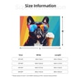 thumbnail image 5 of Yiaed Rainbow Bulldog Sunglasses Print Blanket Throw Blanket Soft Cozy Flannel Blanket for Home Bed Sofa Couch Chair-60"x50", 5 of 6