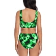 thumbnail image 3 of Honeii Green Tie Dye Print Women’s Bikini Set,Two Piece Swimsuit Bathing Suits,Stylish High Elasticity Swimwear for Beach and Pool, 3 of 7