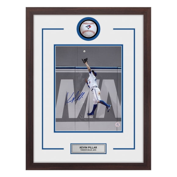 Kevin Pillar Logo de Baseball des Blue Jays de Toronto Signé Cadre 20x26