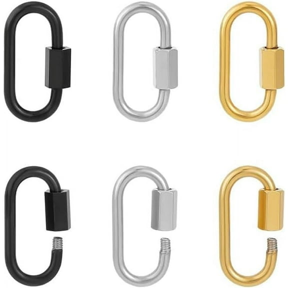 Screw Carabiner Lock Stainless Steel Screw Locking Keychain Carabiner Clasp Metal Keychain Clip Hook Quick Link for Jewelry Making Handbag DIY Accessory for DIY