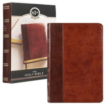 KJV Holy Bible, Giant Print Standard Size Faux Leather Red Letter Edition - Ribbon Marker, King James Version, Brown Two-tone