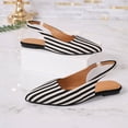 thumbnail image 6 of Purcolt Womens Stripes Canvas Slingback Flats Dressy Casual Pointed Toe Slip On Ballet Shoes Comfort Soft Sole Dress Shoes with Elastic Ankle Strap, 6 of 7