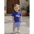 thumbnail image 3 of BemeyourBBs Toddler Baby Boy Back to School Outfit Baby First Day of School Kindergarten Outfit Baby Boy Summer Clothes Apple Embroidery Short Sleeve T Shirt and Plaid Shorts 2 Pcs Set, 3 of 8