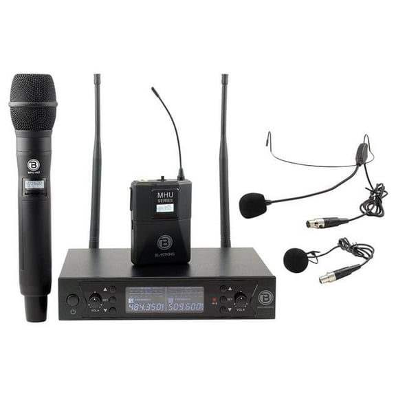 Blast King MHU402MHL Dual UHF Combo Wireless Microphone System