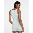 thumbnail image 3 of No Boundaries Cotton Stretch Ribbed Tank Top and Shorts Pajama Set, Women's XS-XXXL, 3 of 5