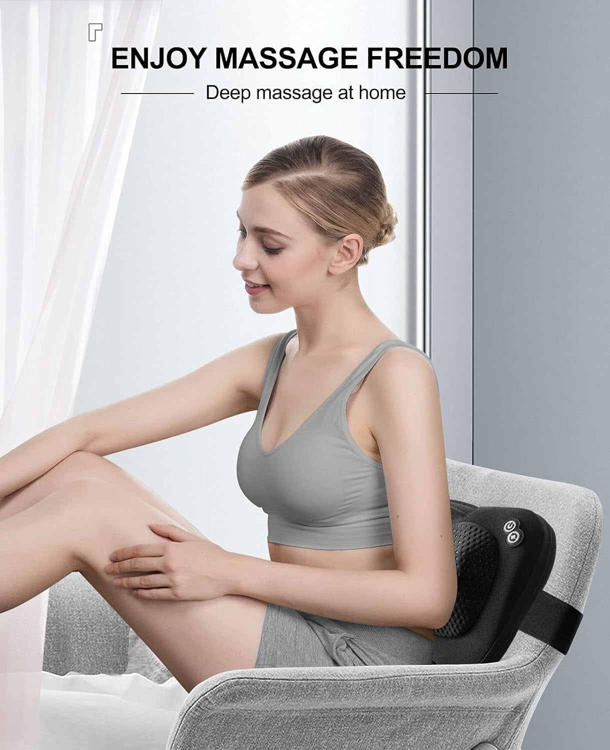 Viktor Jurgen Shiatsu Kneading Massager Pillow for Neck, Back and Shoulder with Heat, Oxford Black - New