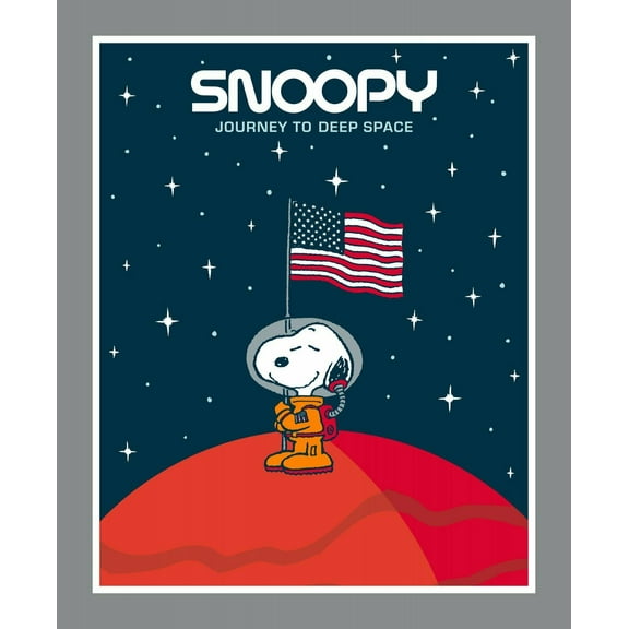 Snoopy Journey To Deep Space 68285 Grey Springs Creative 100% Cotton Fabric By The Panel 35" x 43"