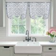 thumbnail image 4 of Grey Flowers Tie Up Curtains for Windows, Adjustable Balloon Window Shades, Spring Floral Farmhouse Retro Art Kitchen Window Treatments Farmhouse Short Curtains with Rod Pocket 42"x45", 4 of 8