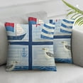 thumbnail image 3 of Seagulls Throw Pillow Cushion Case, Nautical Inspired Seagull Lighthouse Life and Sailboat Wooden Board Background, Modern Accent Double-Sided Digital Printing, 3 of 7