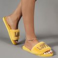 thumbnail image 4 of Aayomet Slippers Women Women Slippers Flat Bottom Non Slip Open Toe Rhinestone Letter Solid Color Slip On Comfortable (Yellow, 9), 4 of 5