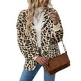 thumbnail image 3 of Leopard Print Fuzzy Outerwear Women'S Hooded Long Sleeves Fleece Jacket White L, 3 of 9