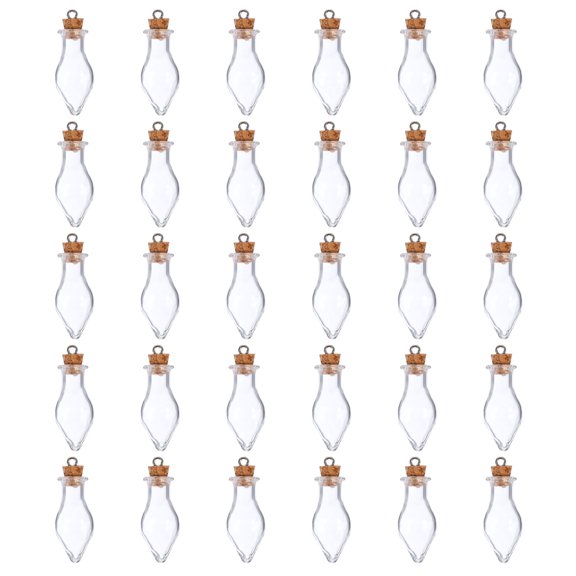 Uxcell 30 Pcs Name on Rice Glass Vial Pendant 14mm Widths Transparent Wishing Bottles for Necklace DIY Pendant Craft