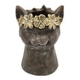 thumbnail image 2 of A&B Home Cat Head with Gold Wreath Magnesium Planter 8.5" x 7.7" x 12.4", 2 of 7