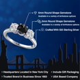 thumbnail image 2 of Gem Stone King 925 Sterling Silver Black Sapphire and Lab Grown Diamond Engagement Ring for Women | 2.15 Cttw | Round 6MM | Gemstone September Birthstone | Size 6, 2 of 6