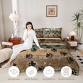 thumbnail image 3 of Manfei Vintage Paw Print Full Size Comforter Sets,Brown Pine Wood Bedding Comforter Set,Black Reversible,3-Piece,1 Comforter and 2 Pillowcases, 3 of 7