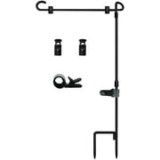Garden Flag Stand-Holder-Pole with Garden Flag Stopper and Anti-Wind Clip 36.3"H x 16.5"W For USA Flag Or Season Garden Flags Keep Your Flags from Flying Away in High Winds