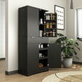 thumbnail image 2 of 72" Fluted Kitchen Pantry Cabinet with 3 Keyboard Drawers & 6 Door Shelves Adjustable, Freestanding Cupboard Storage Cabinet for for Diningroom, Office, 2 of 9