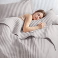 thumbnail image 3 of Exclusivo Mezcla Twin Quilt Bedding Set, Stripe Stitching Light Grey Quilts Twin Size for All Seasons, Soft Lightweight Microfiber Bedspreads Coverlets Bed Cover, 68"x88", 3 of 6