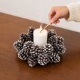 thumbnail image 6 of Fievgin Christmas Candle Rings, Artificial Snowy Pinecone Small Wreath for Holiday Table Centerpiece, 6 of 7