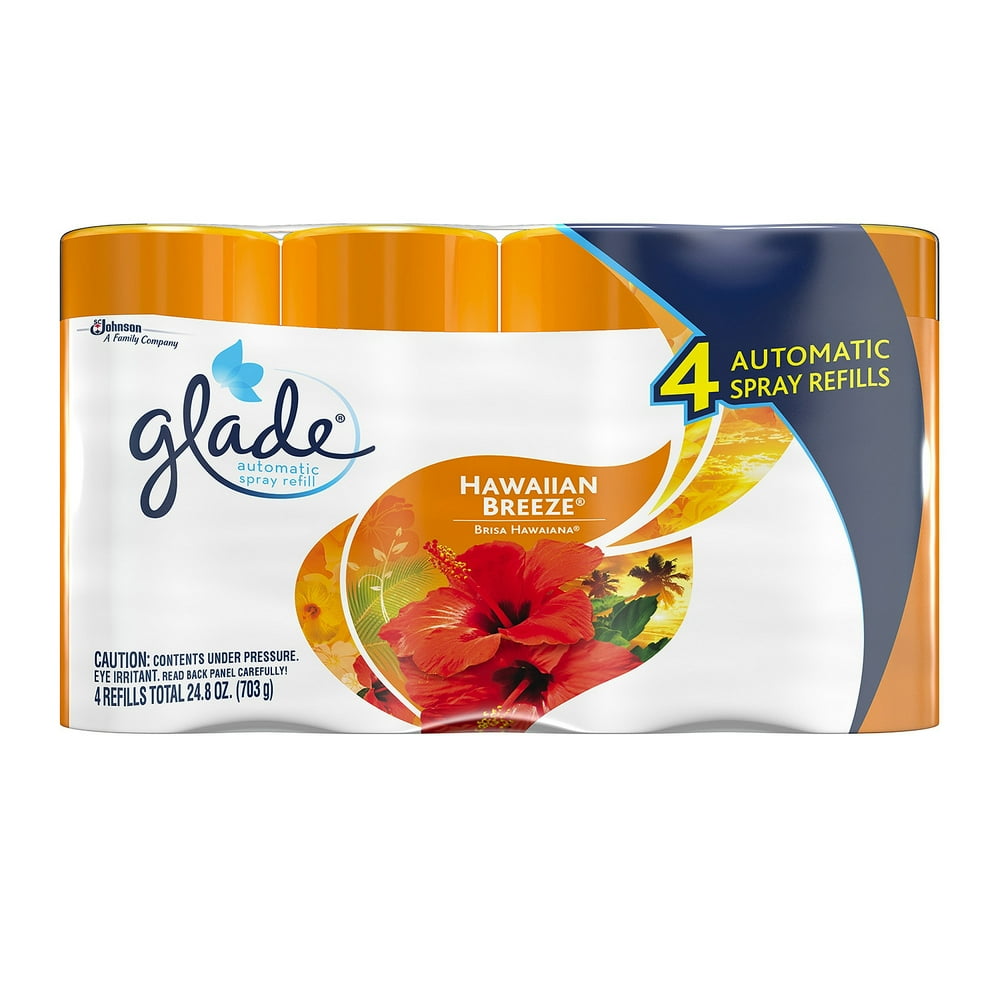 Glade Automatic Spray Air Freshener Refills, Hawaiian Breeze, 4 6.2