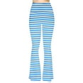 thumbnail image 6 of SELONE Womens Flare Leggings Tall Mid Waist Plus Size Gym Leggings Full Length Summer Pants Curvy Casual Long Flare Vacation Pants Pull on Striped Yoga Lightweight Comfy Blue S Breathable Beach Pants, 6 of 7